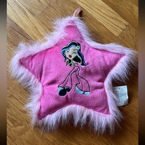 Bratz doll star shaped fluffy and fuzzy pink pillow